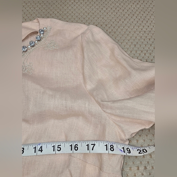 Brooks Brothers pink Linen embellished, pearls rhinestones tunic 8 woman top - Picture 13 of 13